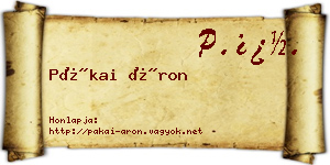 Pákai Áron névjegykártya